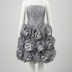 Luxury Designer Couture Wedding Evening Cocktail Runway Flowers Roses Dress Gown